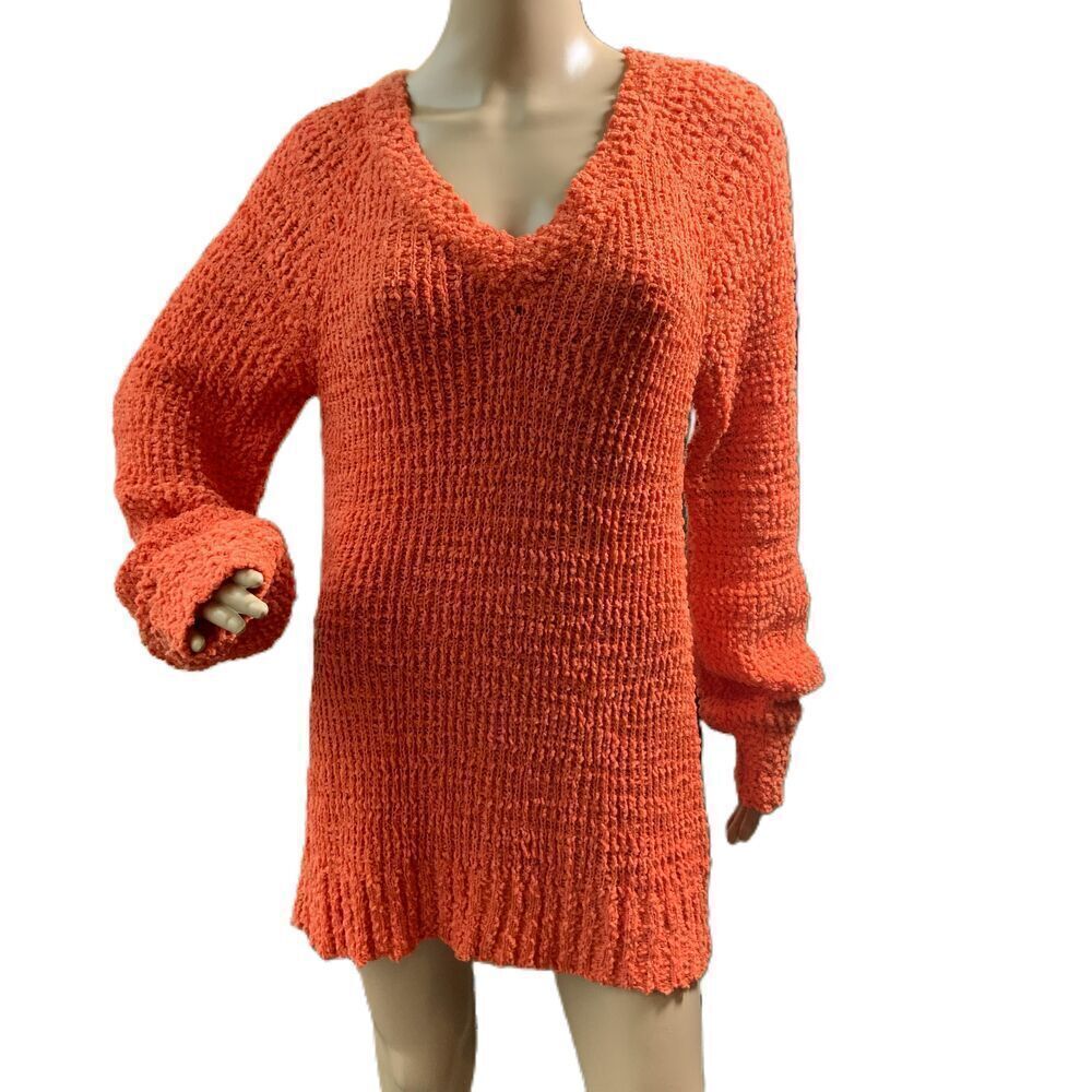 NWT KIRUNDO Orange Knit Long Sleeves V-neck Sweater Size XL Preppy Academia